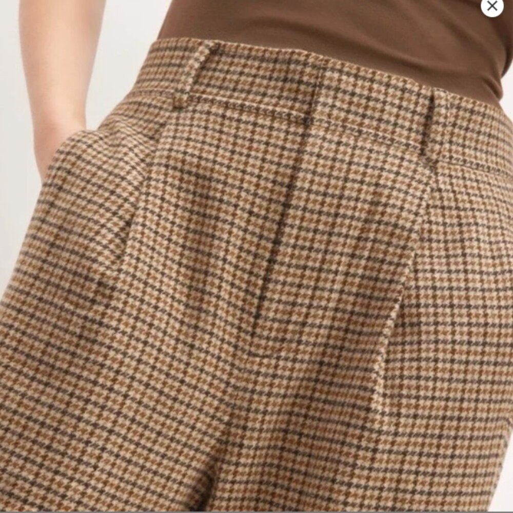 E V E R L A N E  //  The ReWool Way-High Drape Pant Camel Houndstooth 14 NWT - Picture 3 of 6